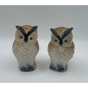 Vtg Ceramic Owl Salt & Pepper Shakers. With Plugs.